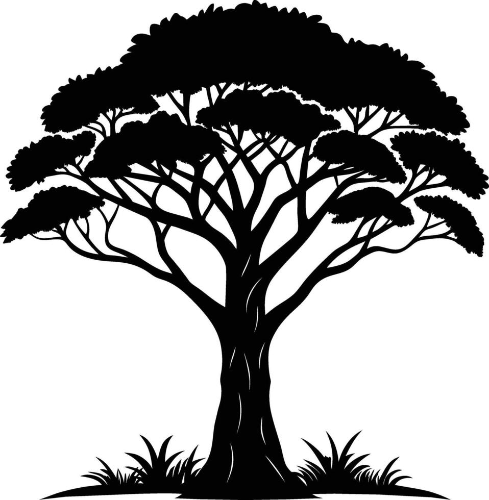 A illustration of african tree silhouette vector