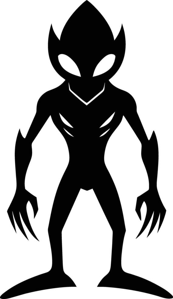 A black silhouette of a alien vector