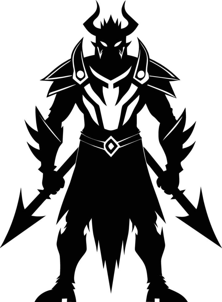 A black silhouette of a warrior vector