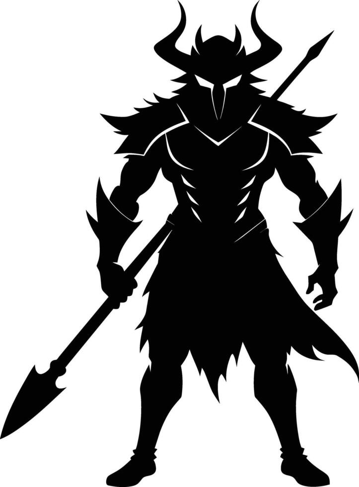 A black silhouette of a warrior vector