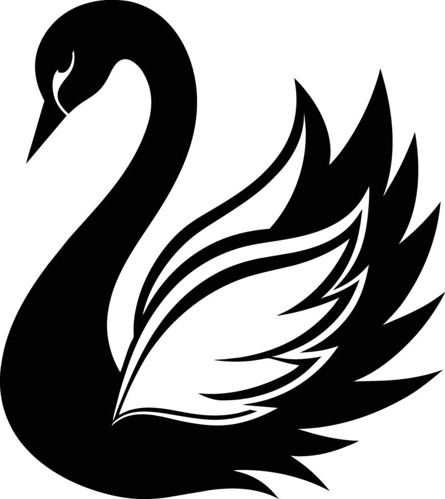 A black silhouette of a swan vector