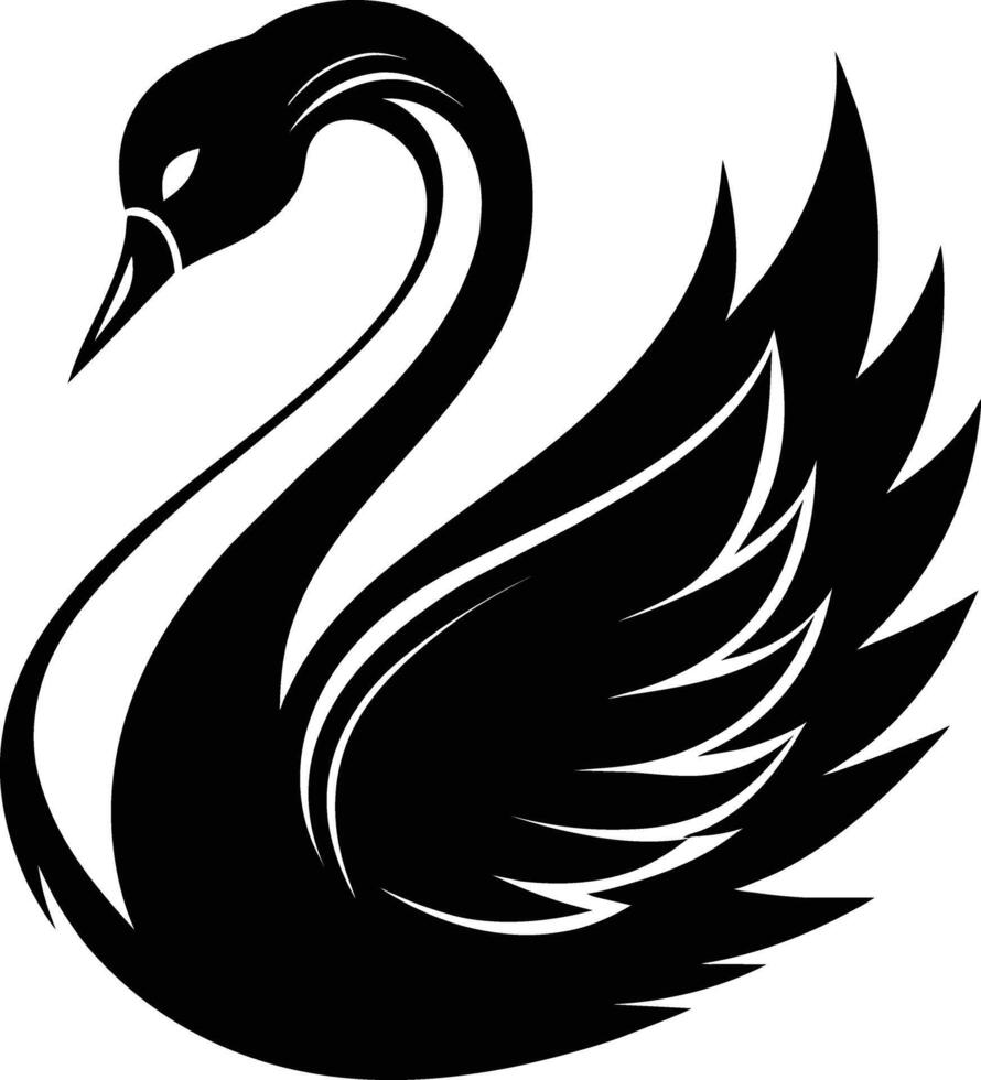 A black silhouette of a swan vector