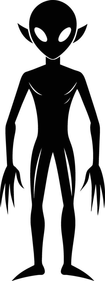 A black silhouette of a alien vector