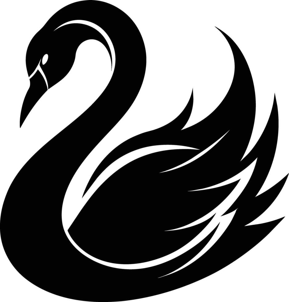 A black silhouette of a swan vector