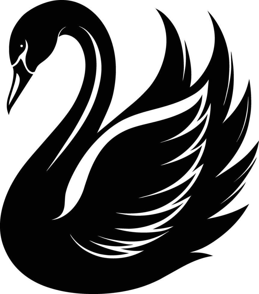 A black silhouette of a swan vector