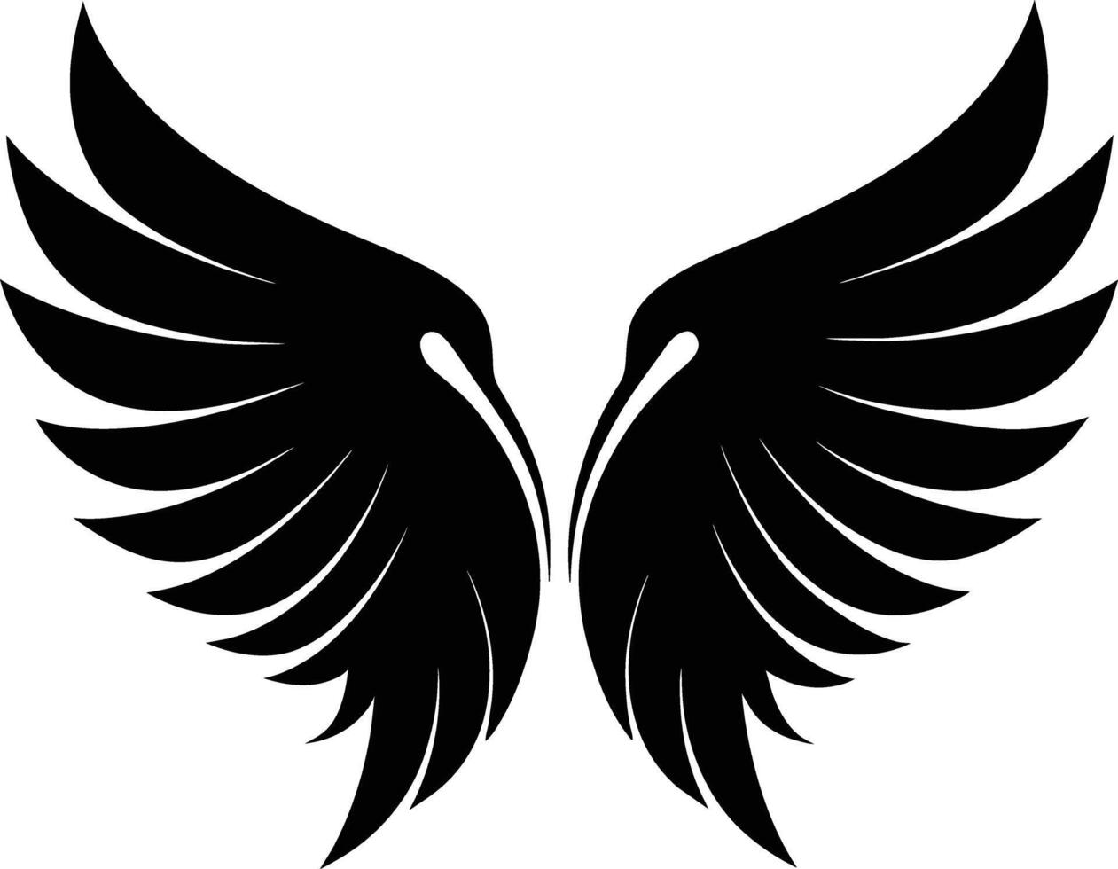 A black silhouette of a angel wings vector