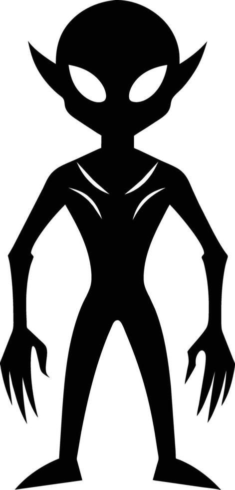 A black silhouette of a alien vector