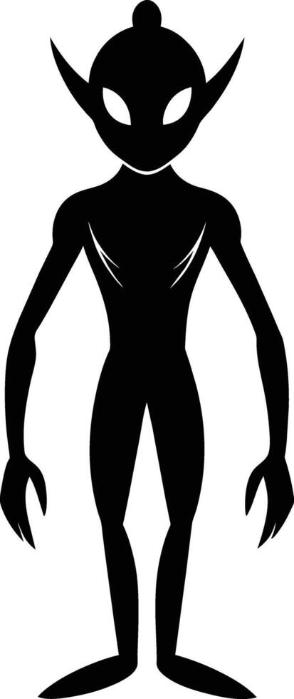 A black silhouette of a alien vector