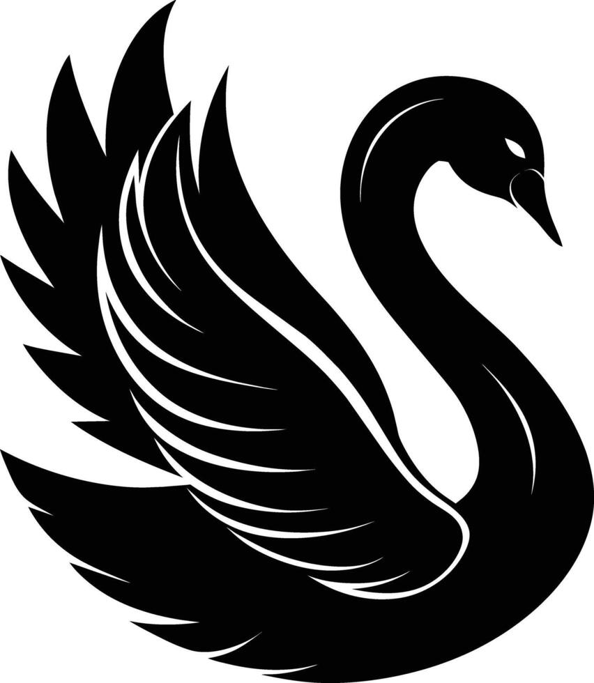 A black silhouette of a swan vector