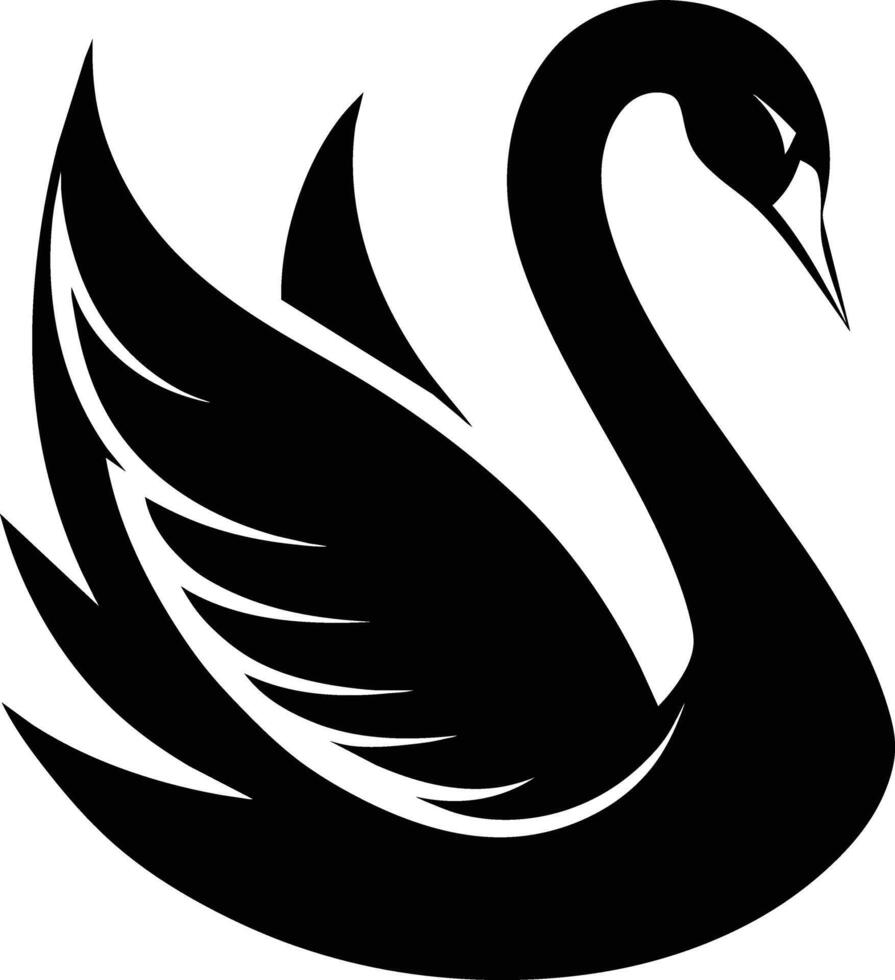 A black silhouette of a swan vector