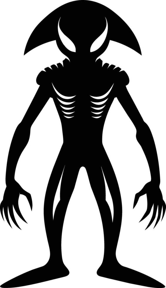 A black silhouette of a alien vector