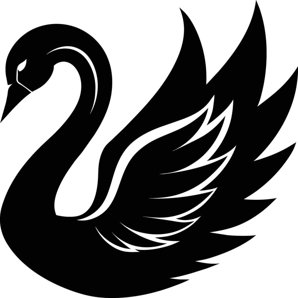 A black silhouette of a swan vector