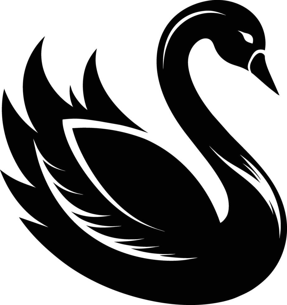 A black silhouette of a swan vector