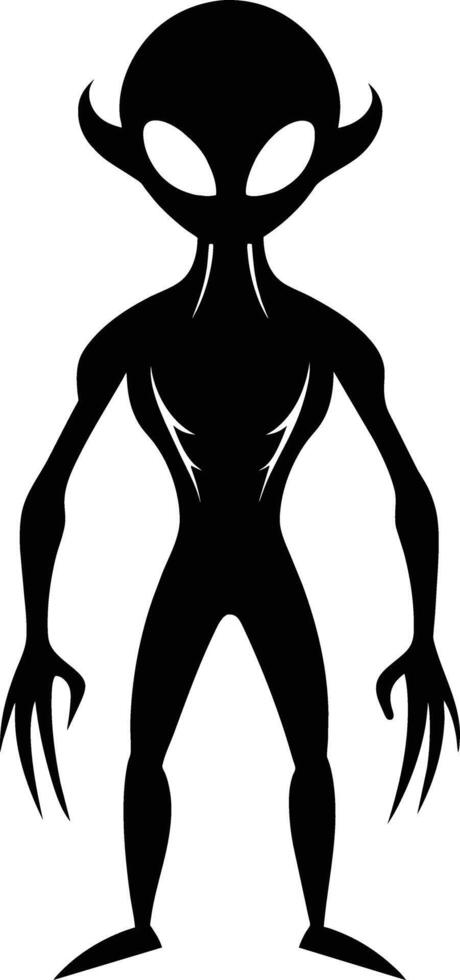 A black silhouette of a alien vector