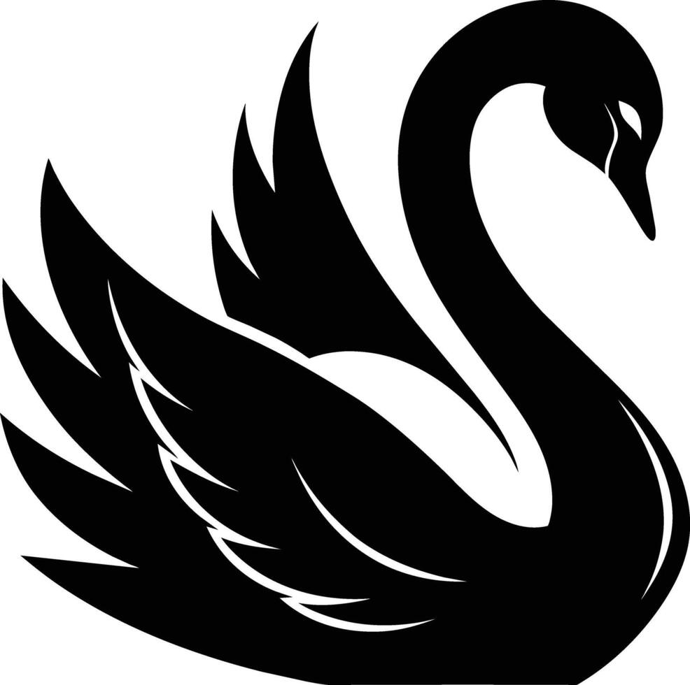 A black silhouette of a swan vector