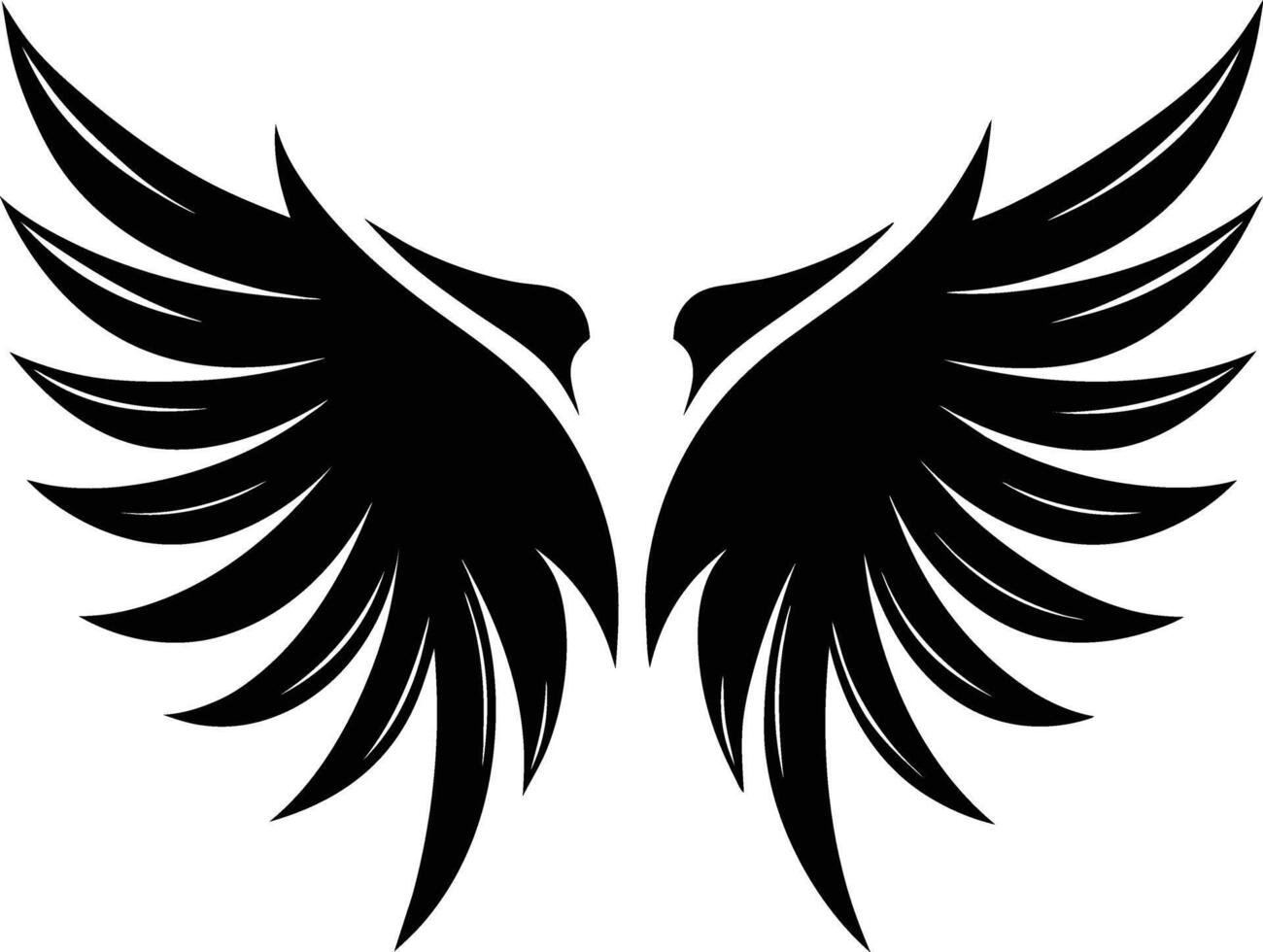 A black silhouette of a angel wings vector