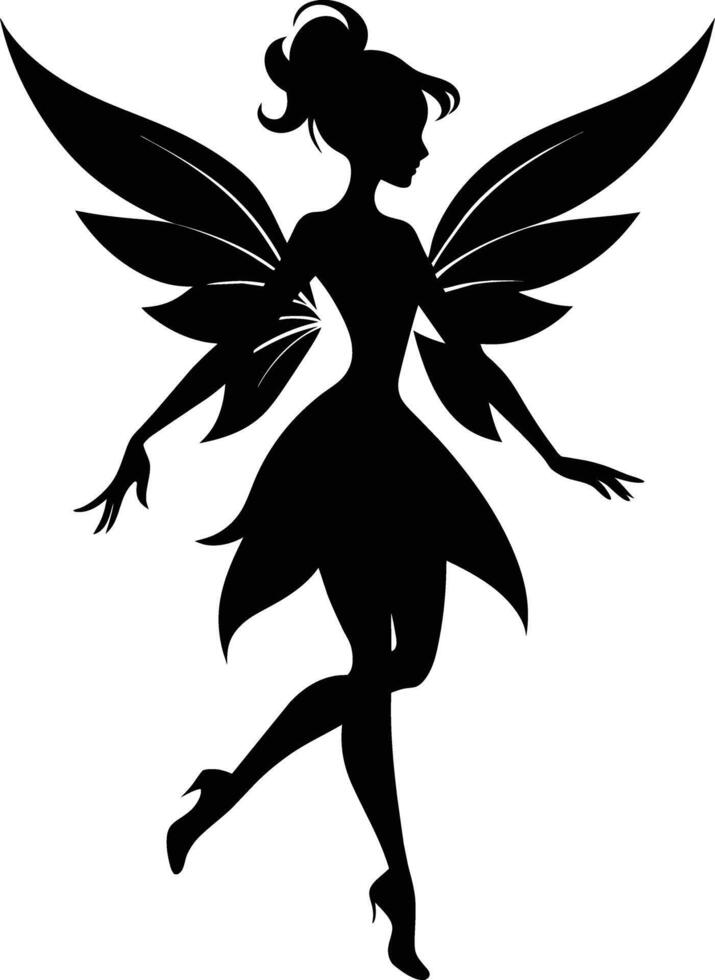 A silhouette of a fairy with wings vector