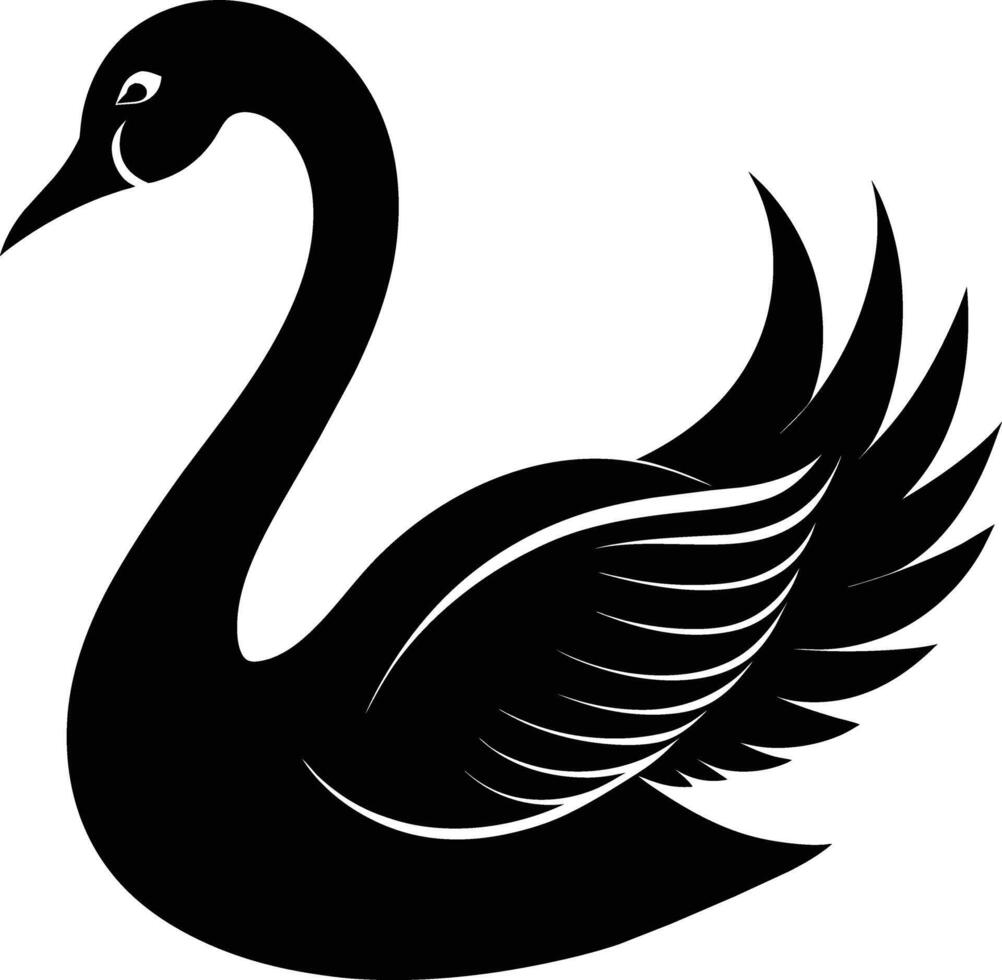 A black silhouette of a swan vector