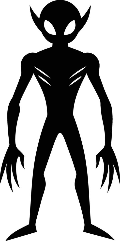 A black silhouette of a alien vector