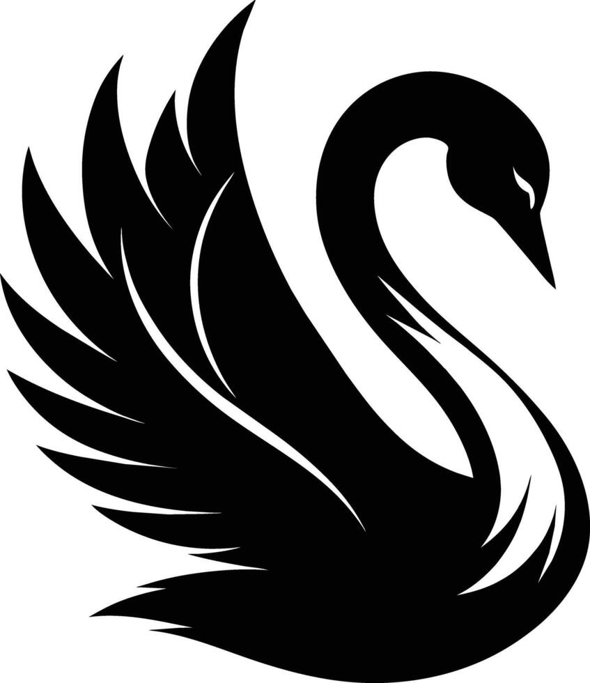 A black silhouette of a swan vector