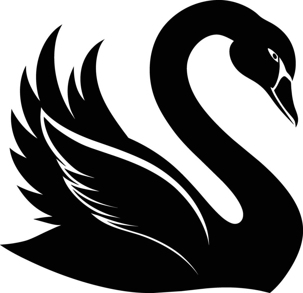A black silhouette of a swan vector