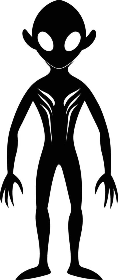 A black silhouette of a alien vector