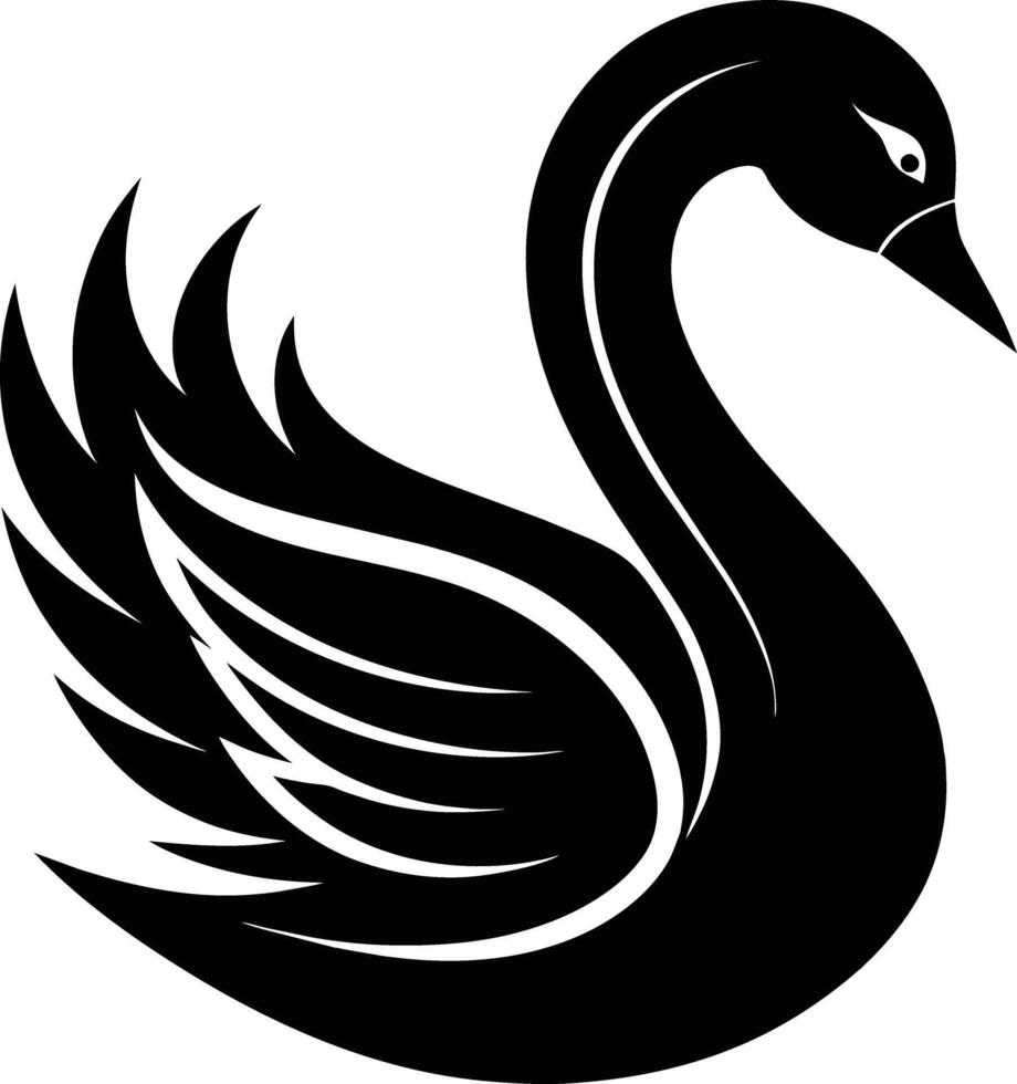 A black silhouette of a swan vector