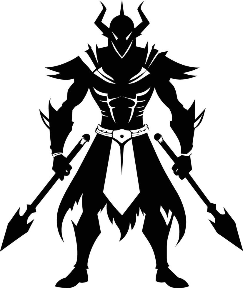 A black silhouette of a warrior vector