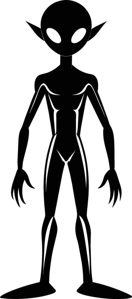 A black silhouette of a alien vector