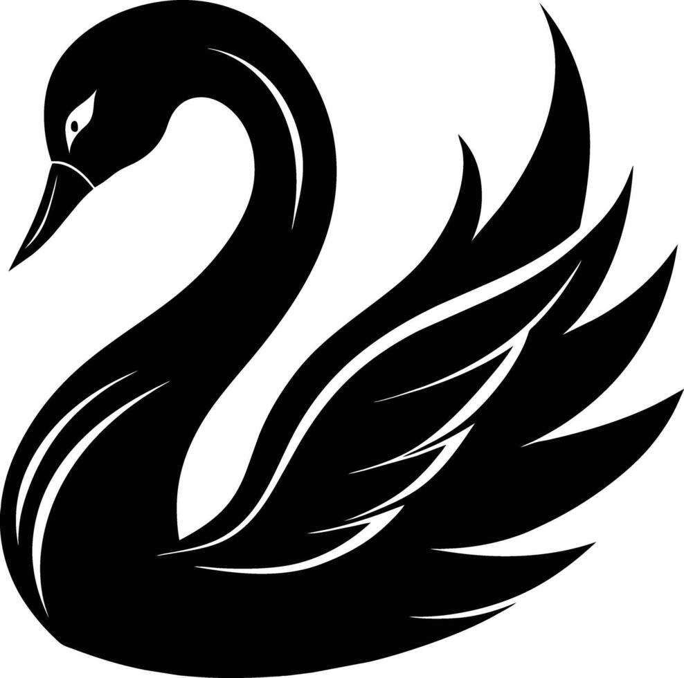 A black silhouette of a swan vector