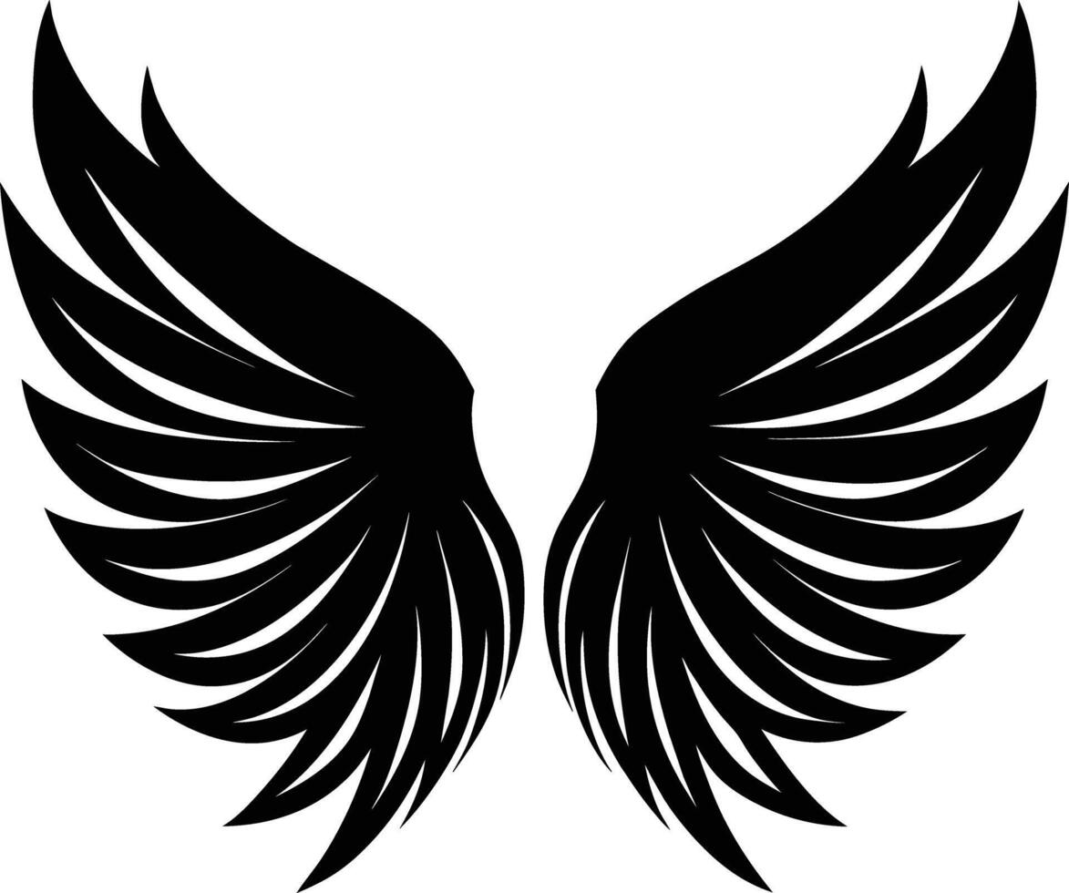 A black silhouette of a angel wings vector