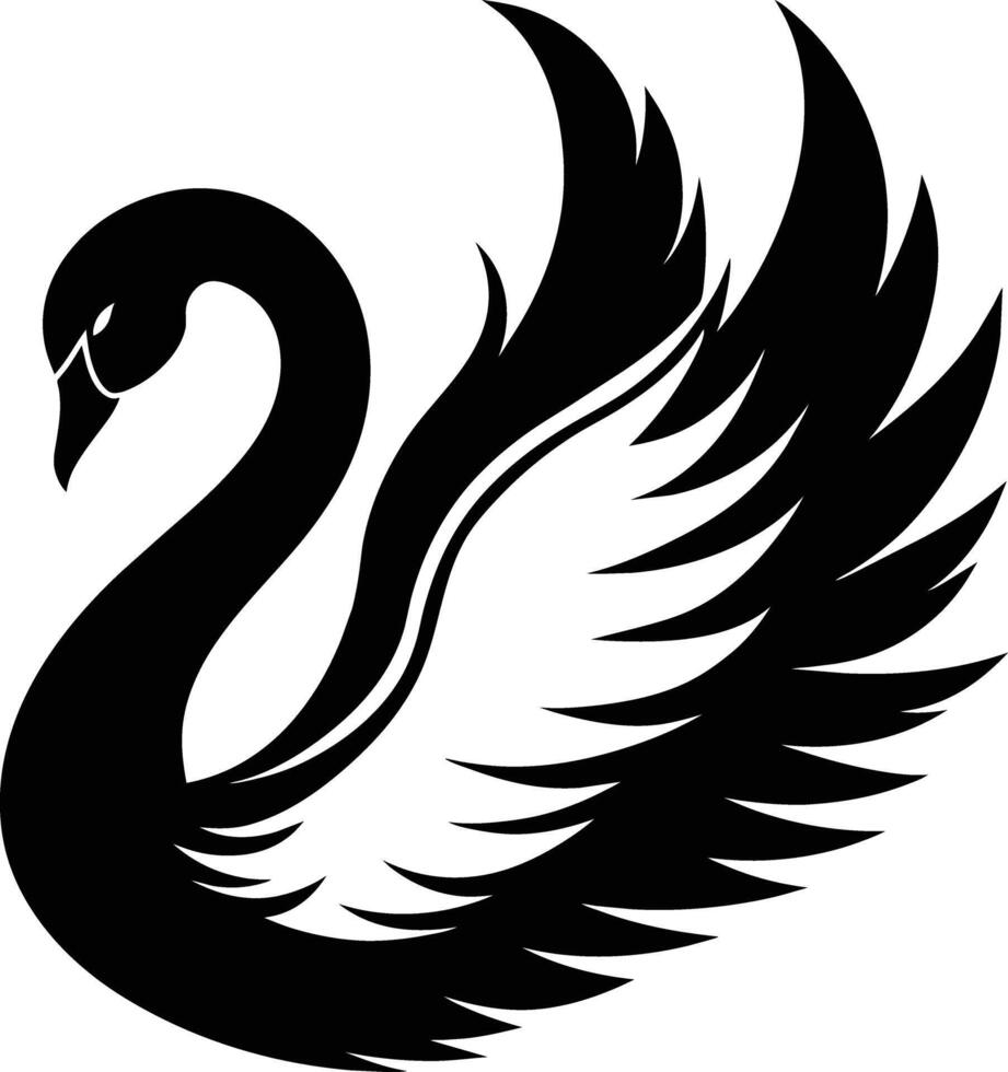 A black silhouette of a swan vector