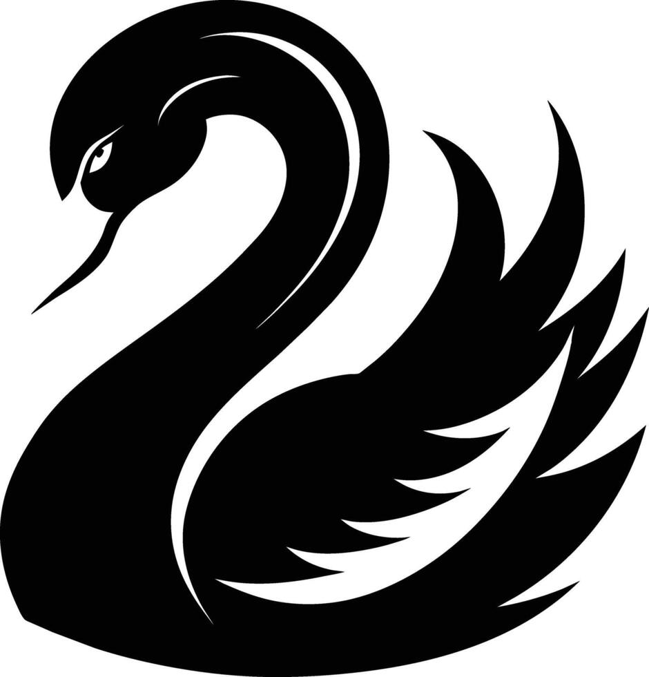 A black silhouette of a swan vector