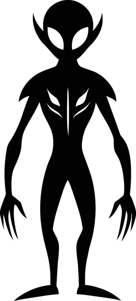 A black silhouette of a alien vector