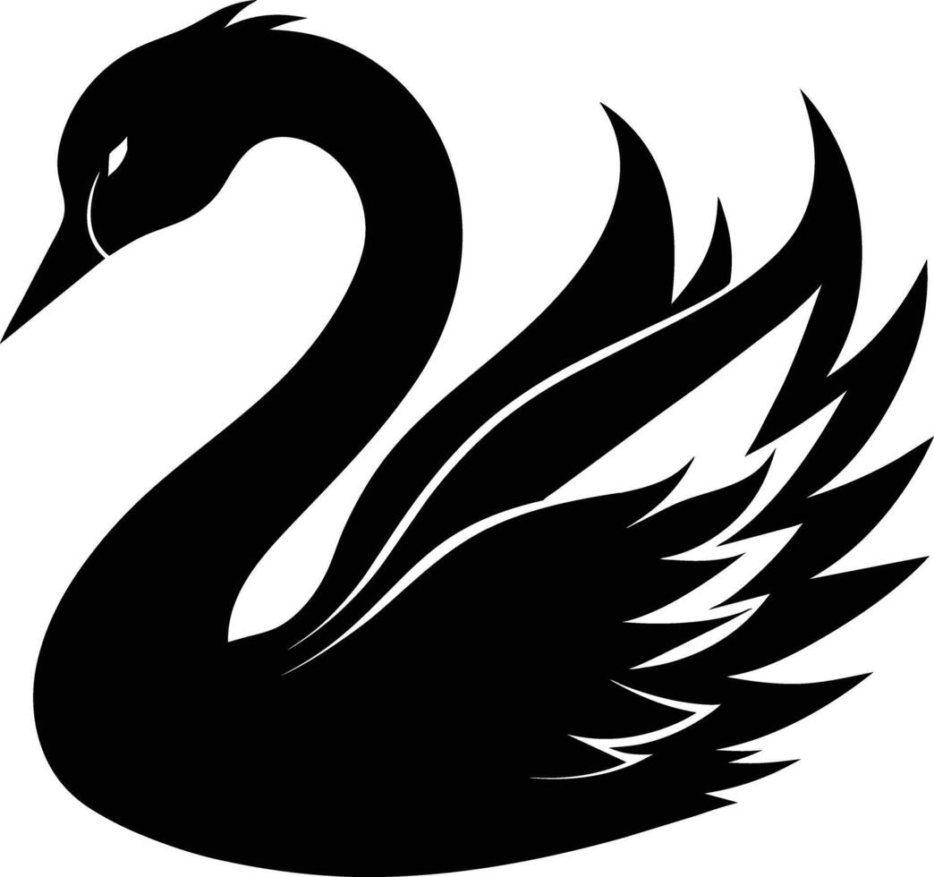 A black silhouette of a swan vector