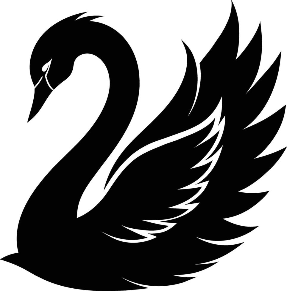 A black silhouette of a swan vector