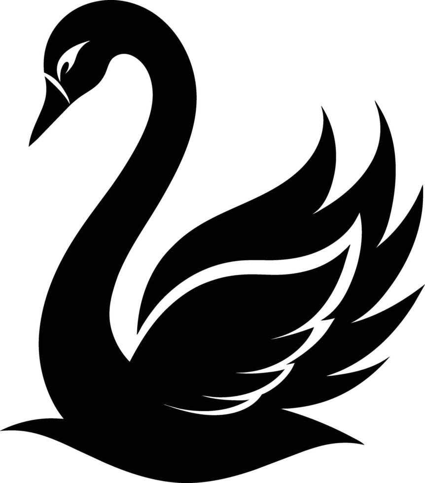A black silhouette of a swan vector