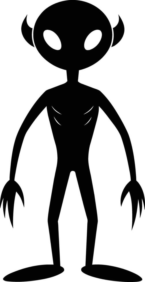 A black silhouette of a alien vector