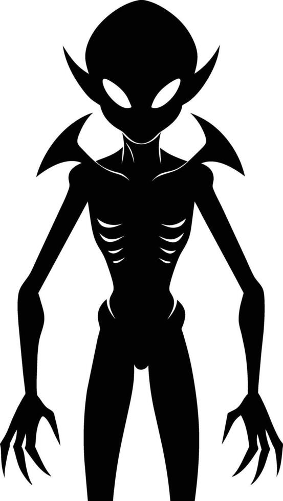 A black silhouette of a alien vector