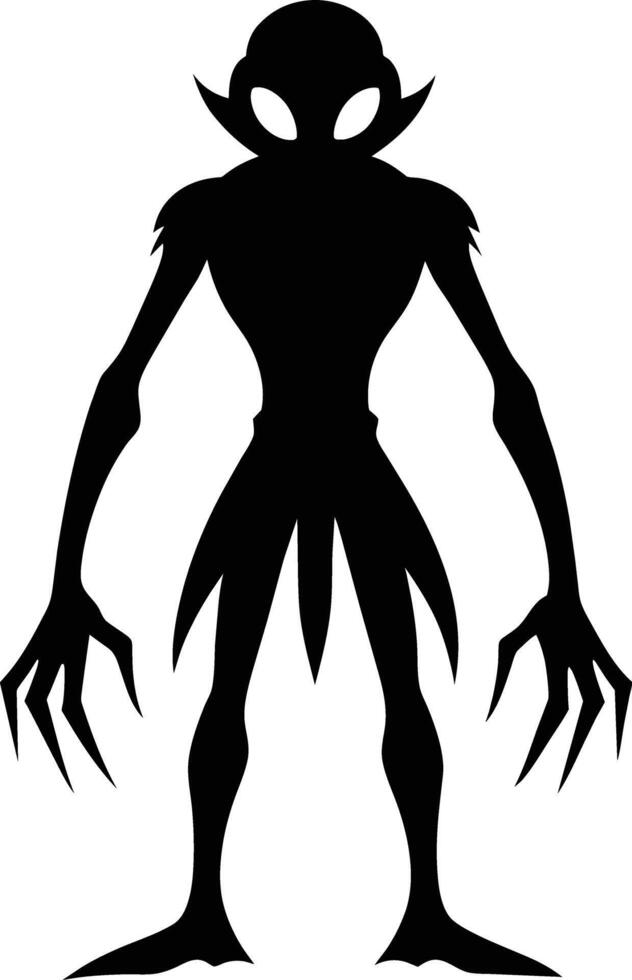 A black silhouette of a alien vector