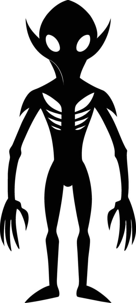 A black silhouette of a alien vector