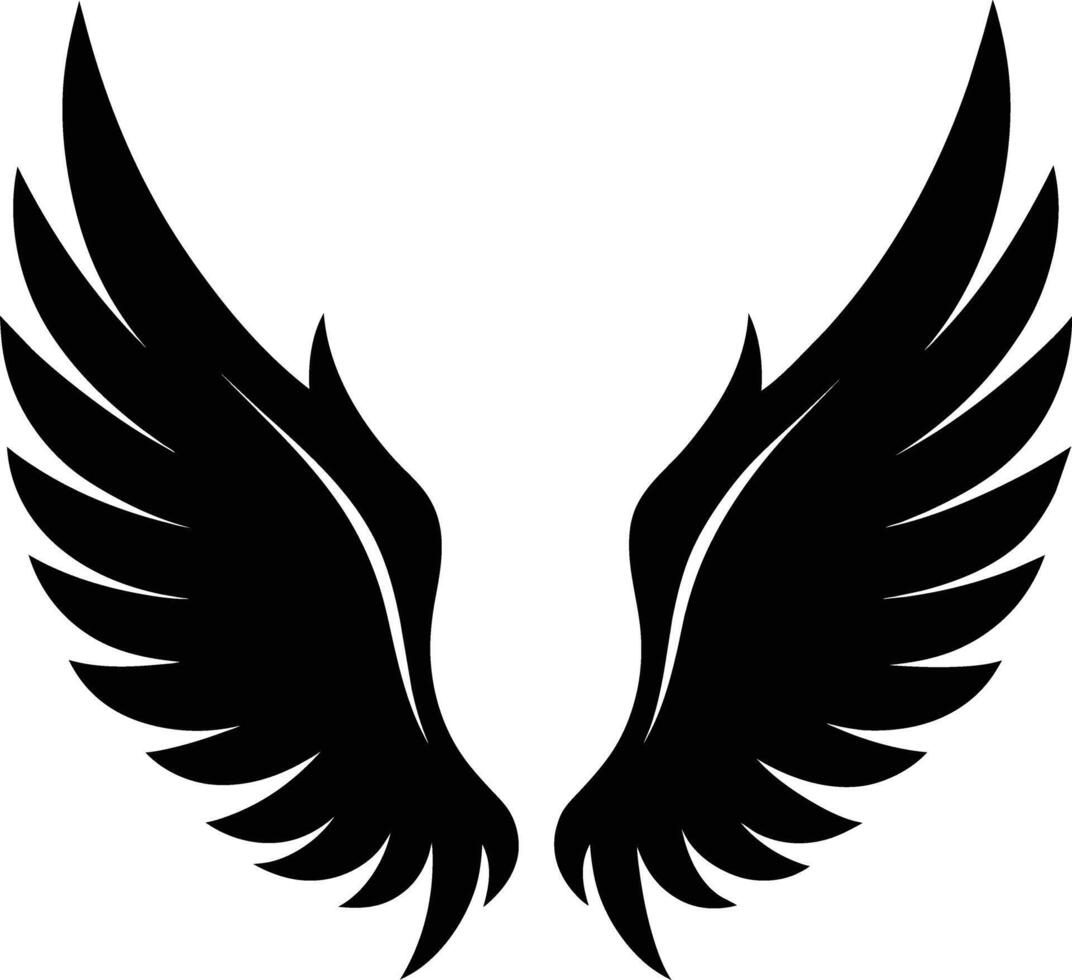 A black silhouette of a angel wings vector