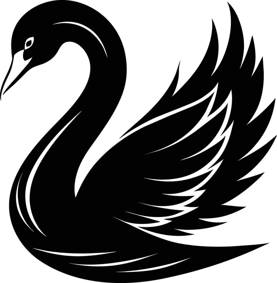 A black silhouette of a swan vector