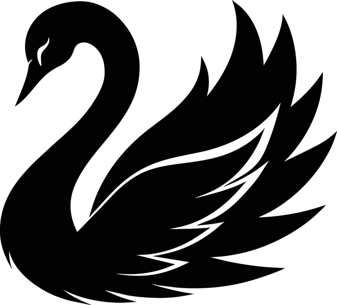 A black silhouette of a swan vector