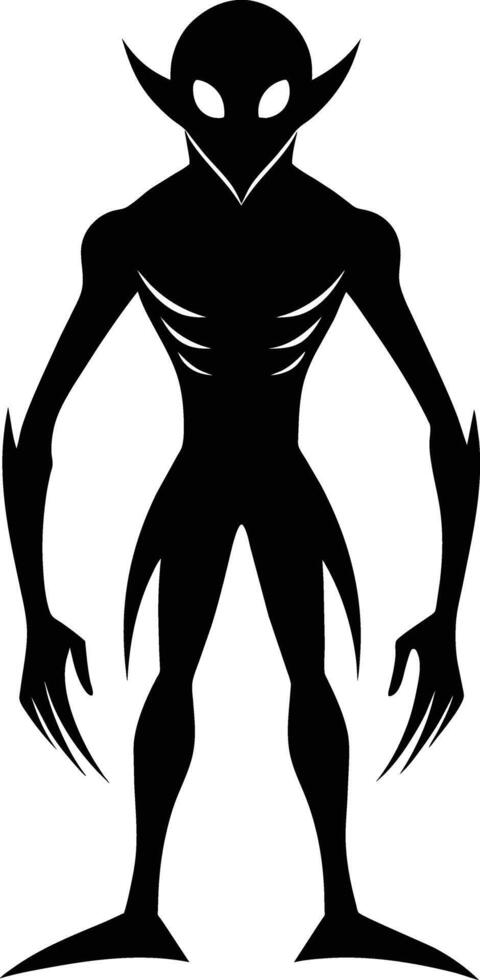 A black silhouette of a alien vector