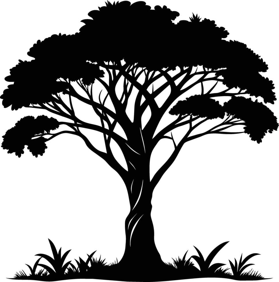 A illustration of african tree silhouette vector