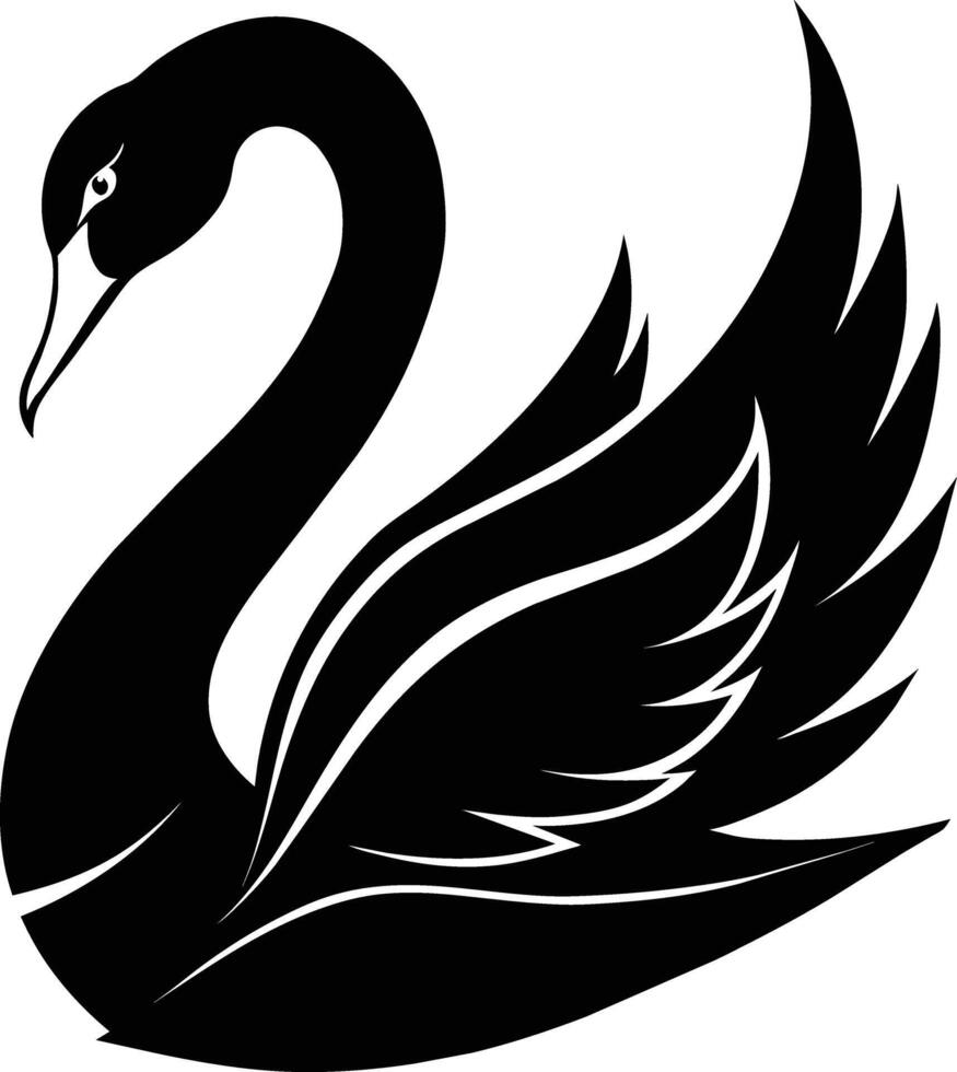 A black silhouette of a swan vector
