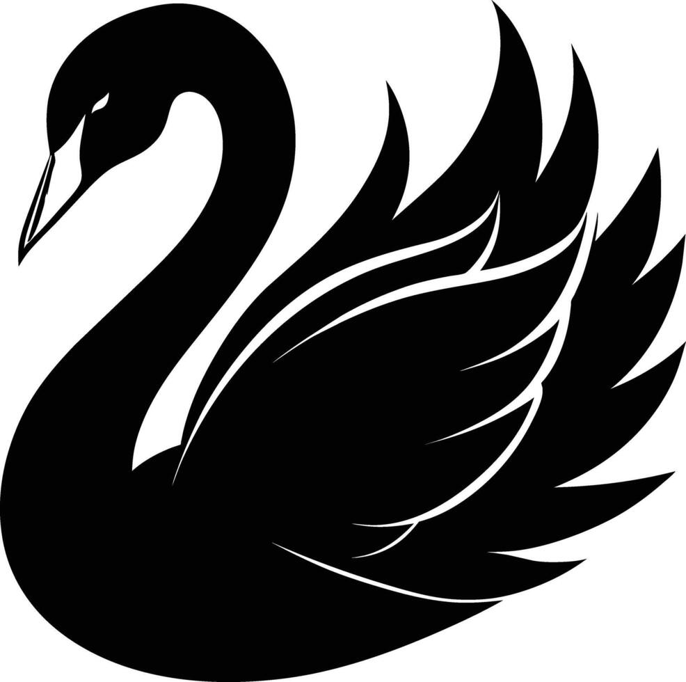 A black silhouette of a swan vector