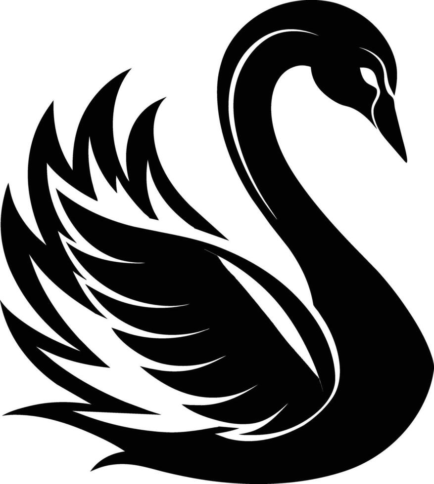 A black silhouette of a swan vector