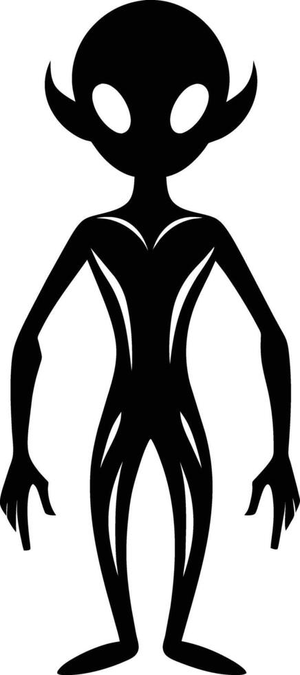 A black silhouette of a alien vector